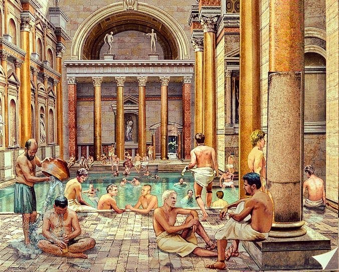 Painting of a roman bathhouse